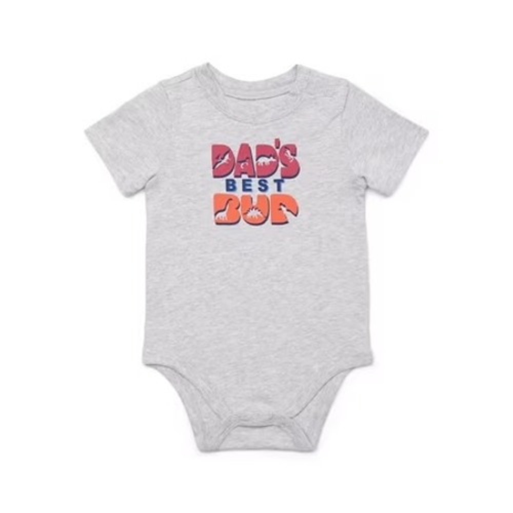 Garanimals Baby Boy Dads Best Bud Dinosaur Bodysuit Gray 6-9M NWT